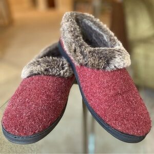 ACORN Wool + Faux Fur Slippers with Rubber Outsoles